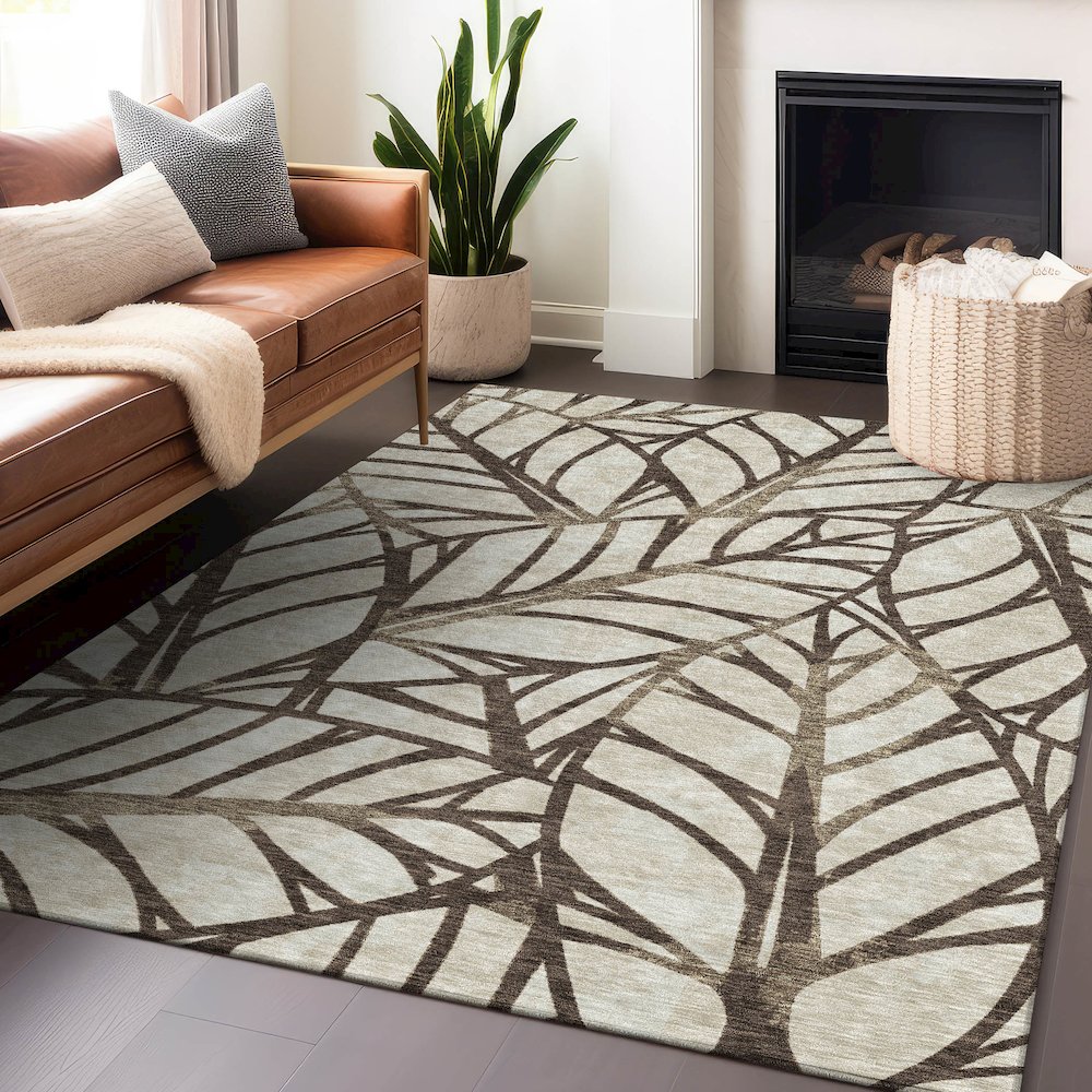 Premium Machine Washable Mayfield AMF741 Chocolate 2'6" x 3'10" Rug. Picture 6