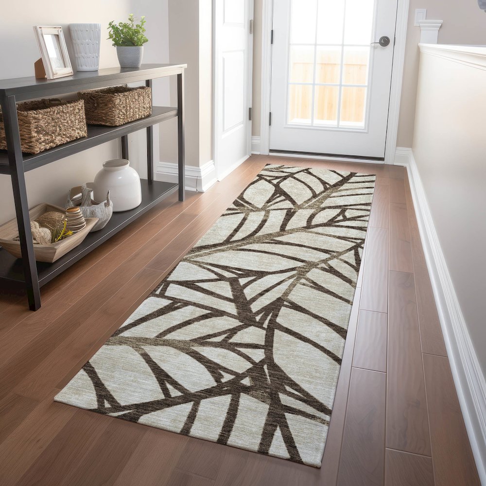 Premium Machine Washable Mayfield AMF741 Chocolate 2'3" x 7'6" Runner Rug. Picture 5