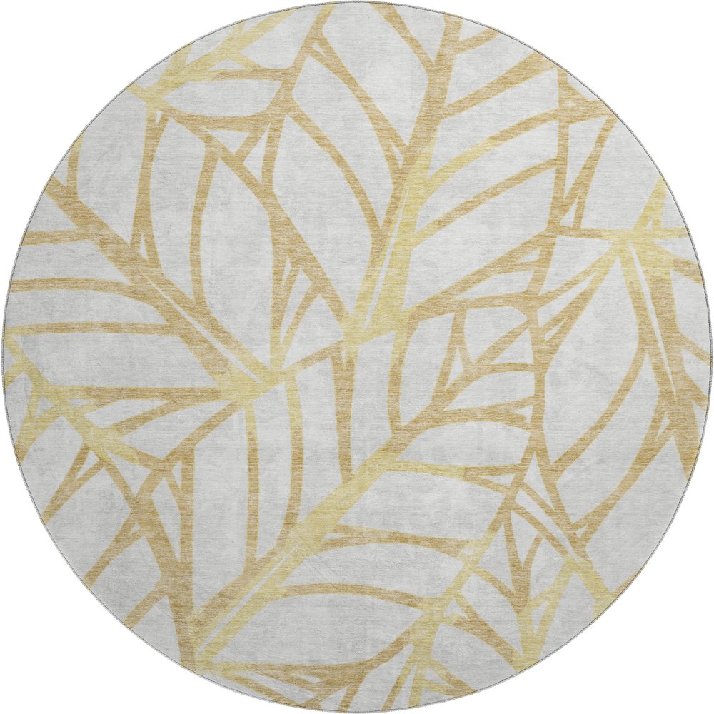 Premium Machine Washable Mayfield AMF741 Gold 8' x 8' Round Rug. Picture 1