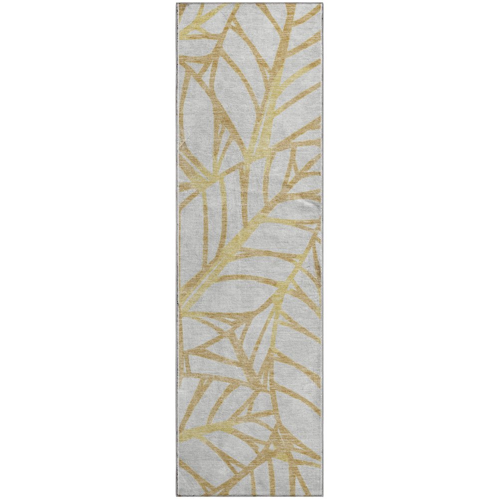 Premium Machine Washable Mayfield AMF741 Gold 2'3" x 7'6" Runner Rug. Picture 1