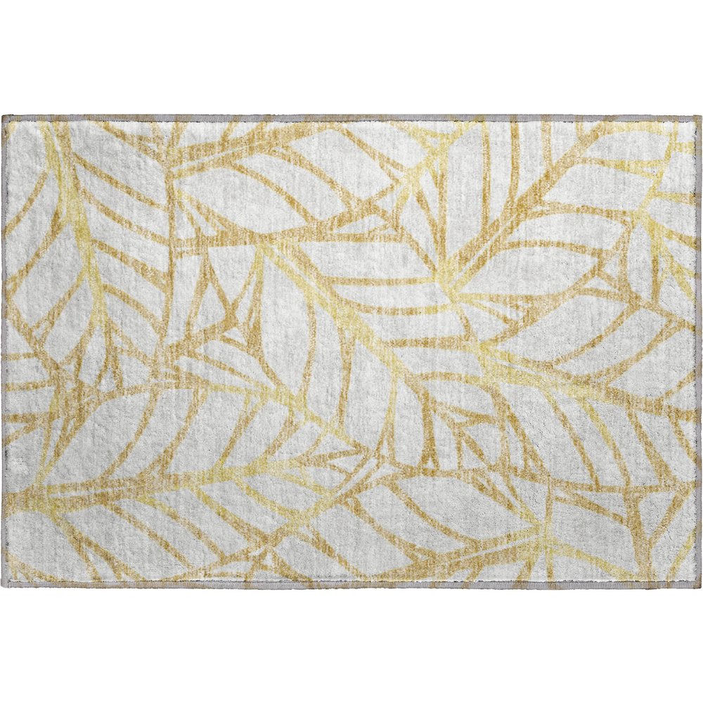 Premium Machine Washable Mayfield AMF741 Gold 1'8" x 2'6" Rug. Picture 1