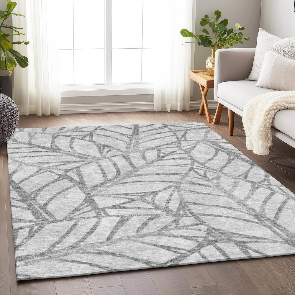 Premium Machine Washable Mayfield AMF741 Gray 2'6" x 3'10" Rug. Picture 5