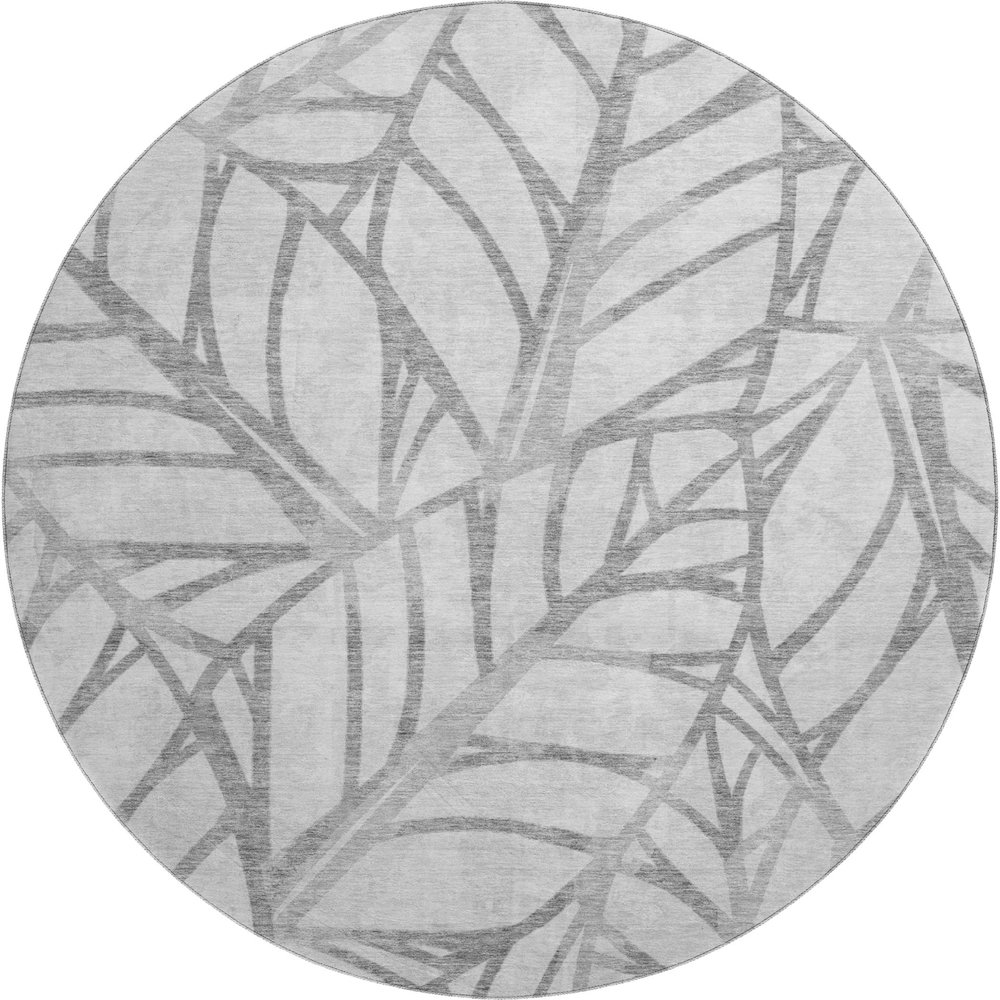 Premium Machine Washable Mayfield AMF741 Gray 8' x 8' Round Rug. Picture 1