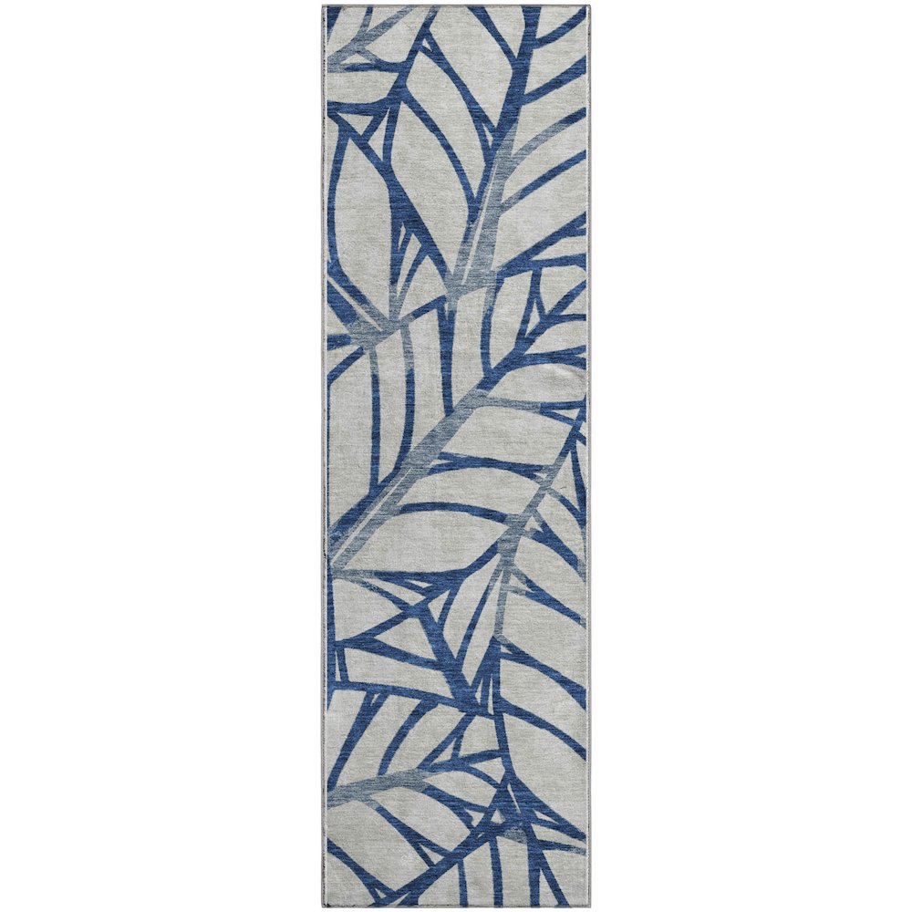 Premium Machine Washable Mayfield AMF741 Navy 2'3" x 7'6" Runner Rug. Picture 1