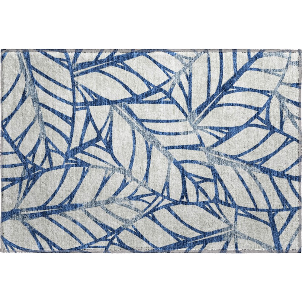 Premium Machine Washable Mayfield AMF741 Navy 1'8" x 2'6" Rug. Picture 1