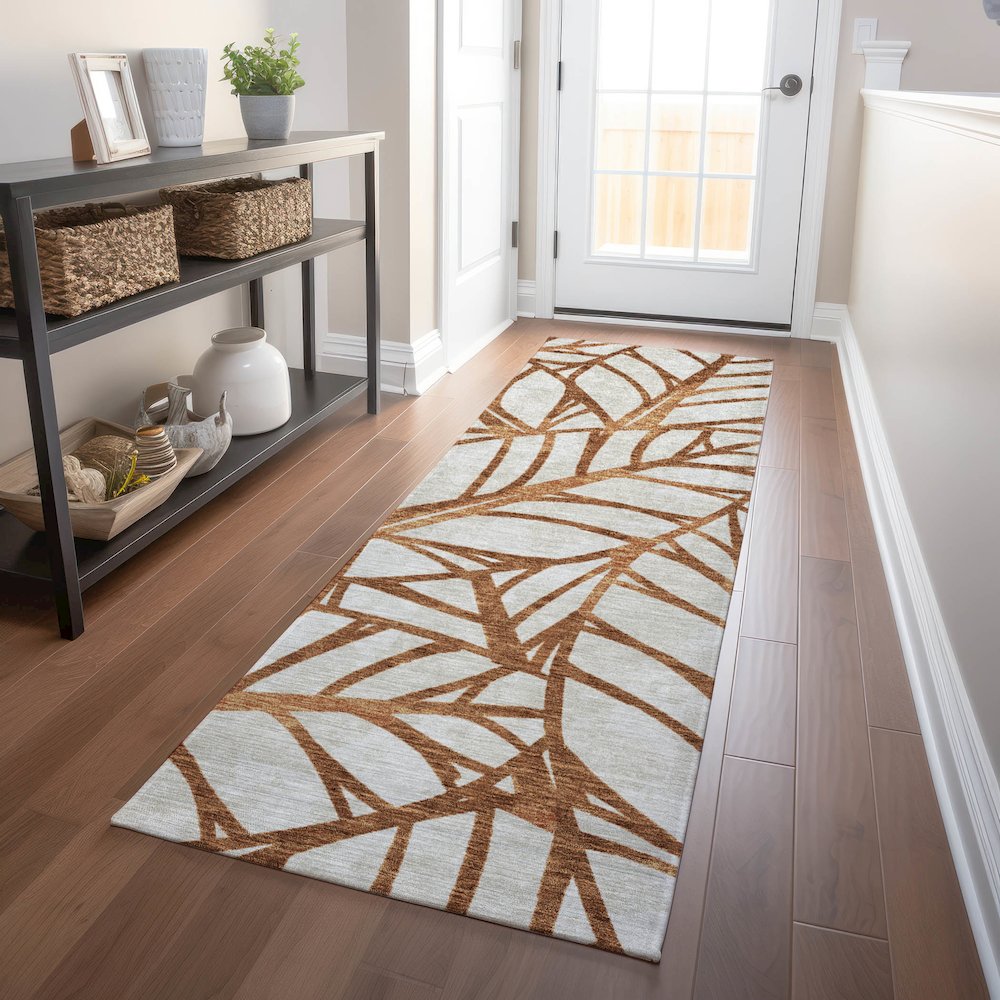 Premium Machine Washable Mayfield AMF741 Paprika 2'3" x 7'6" Runner Rug. Picture 5