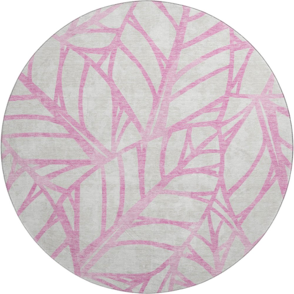 Premium Machine Washable Mayfield AMF741 Pink 8' x 8' Round Rug. Picture 1