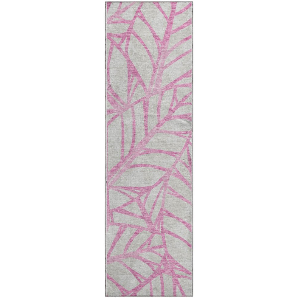 Premium Machine Washable Mayfield AMF741 Pink 2'3" x 7'6" Runner Rug. Picture 1
