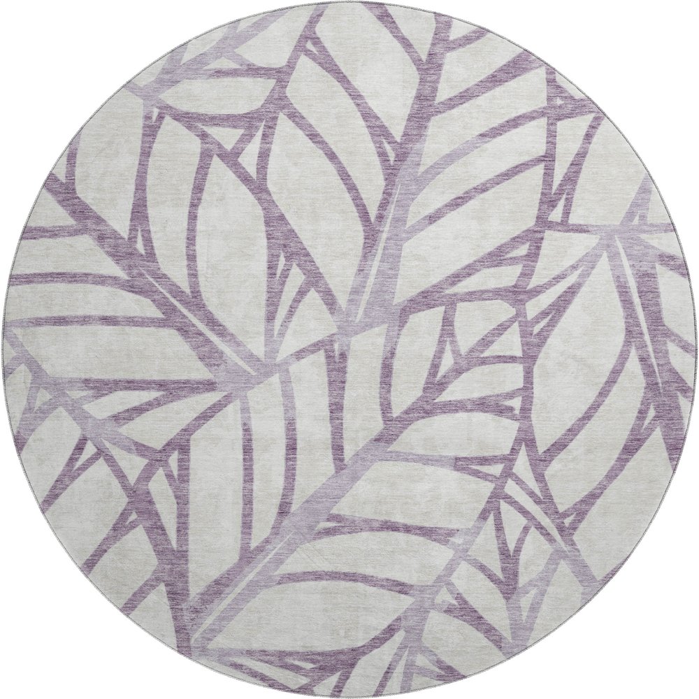 Premium Machine Washable Mayfield AMF741 Purple 8' x 8' Round Rug. Picture 1