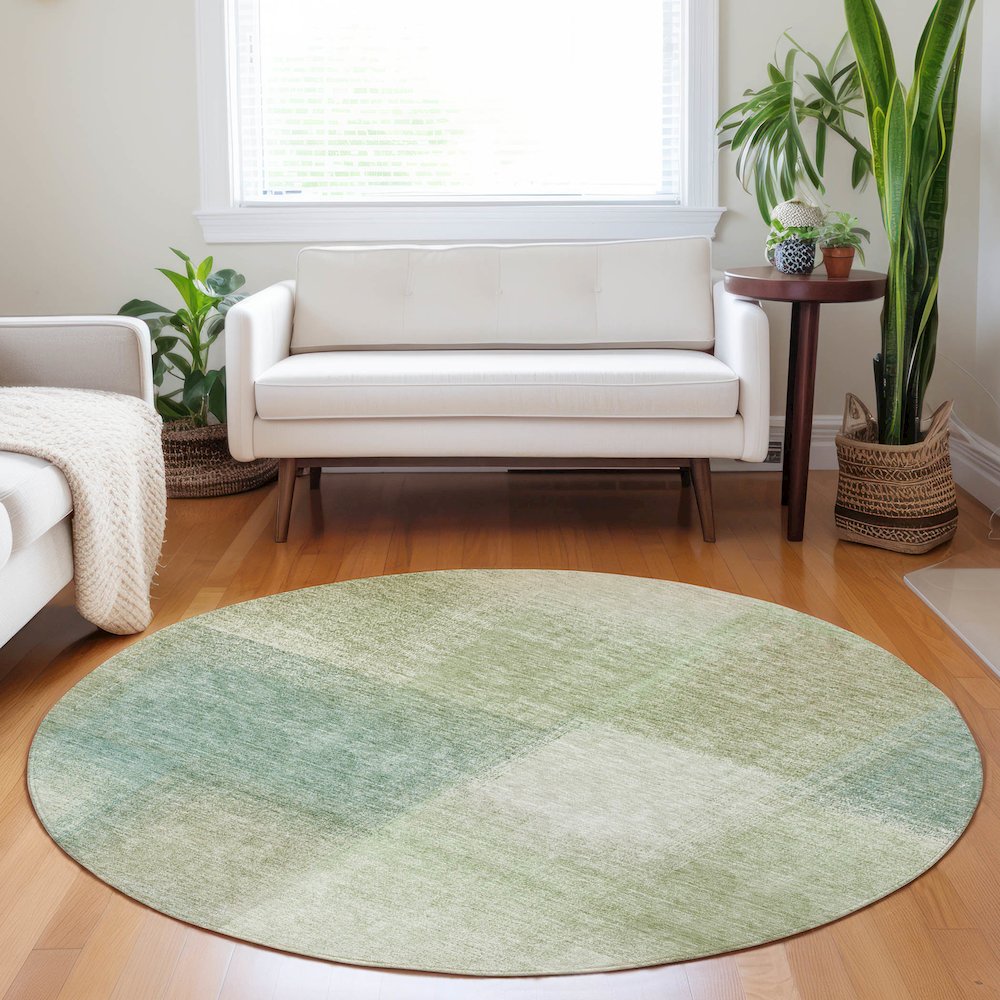 Premium Machine Washable Mayfield AMF742 Aloe 8' x 8' Round Rug. Picture 5