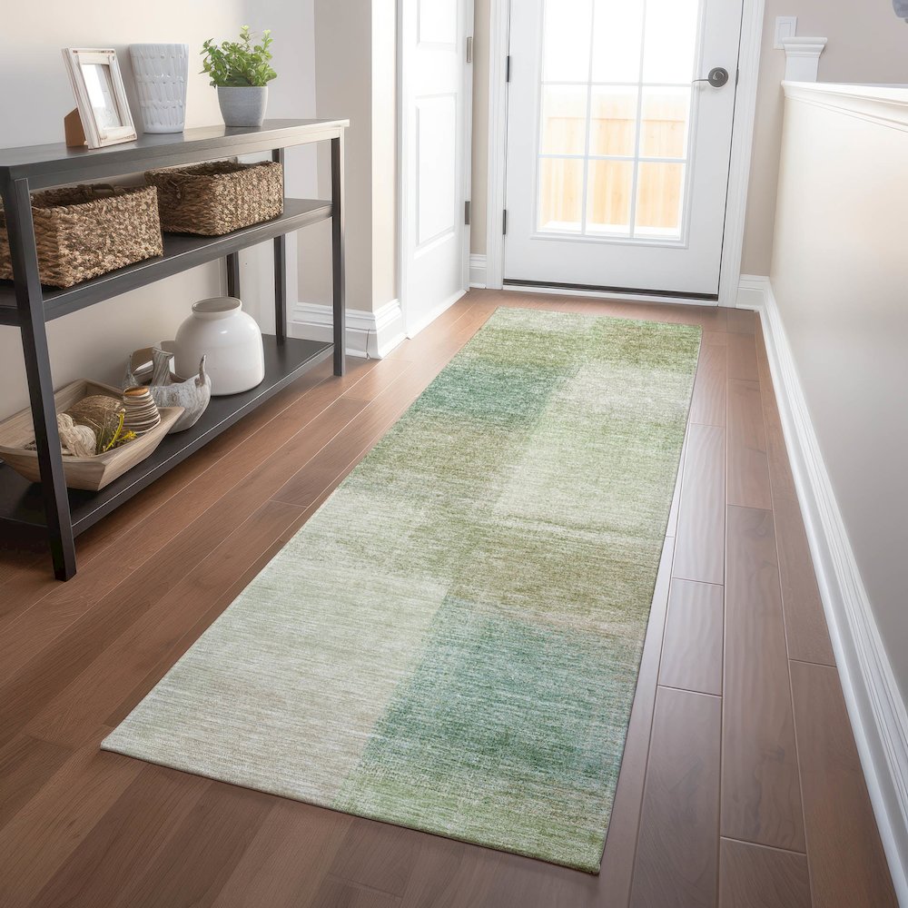 Premium Machine Washable Mayfield AMF742 Aloe 2'3" x 7'6" Runner Rug. Picture 5