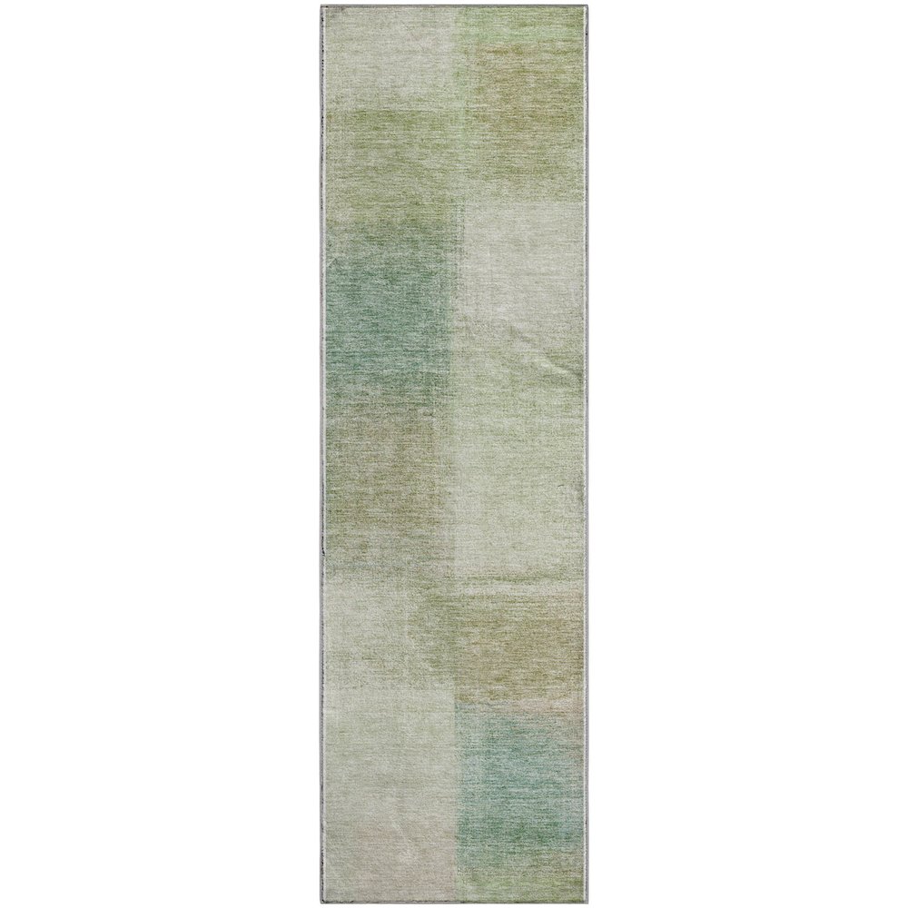 Premium Machine Washable Mayfield AMF742 Aloe 2'3" x 7'6" Runner Rug. Picture 1