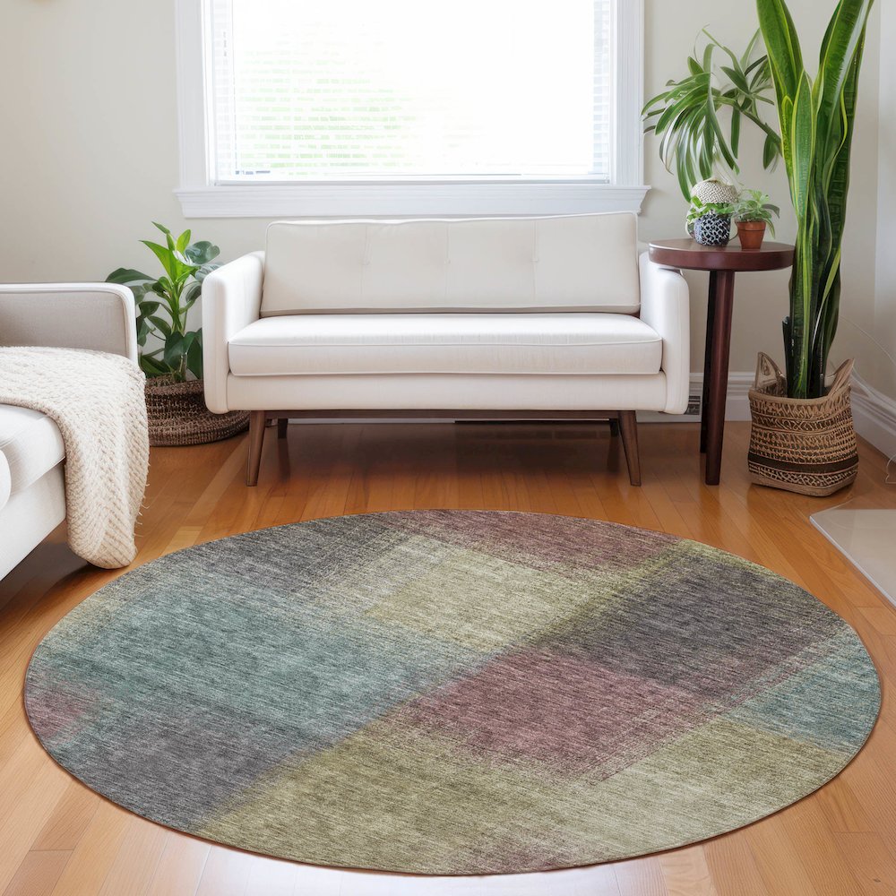 Premium Machine Washable Mayfield AMF742 Beige 8' x 8' Round Rug. Picture 5