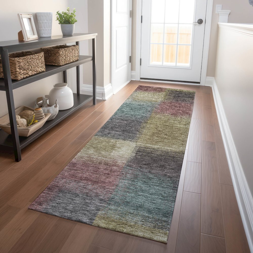 Premium Machine Washable Mayfield AMF742 Beige 2'3" x 7'6" Runner Rug. Picture 5