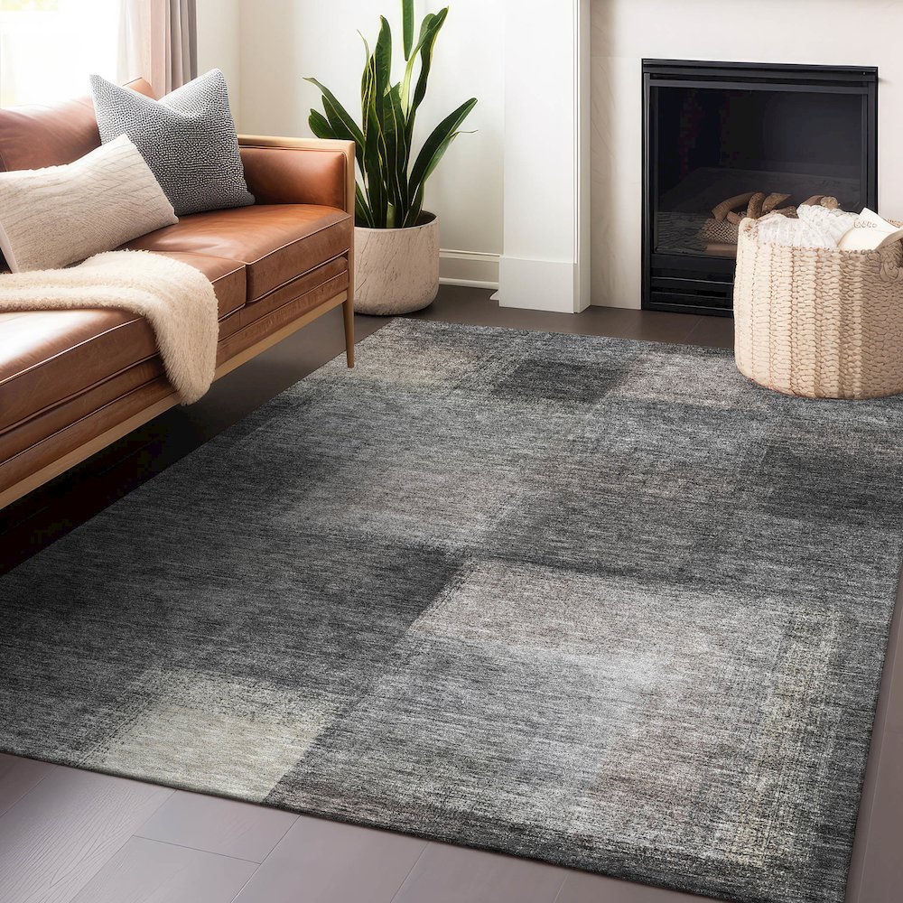 Premium Machine Washable Mayfield AMF742 Charcoal 2'6" x 3'10" Rug. Picture 6