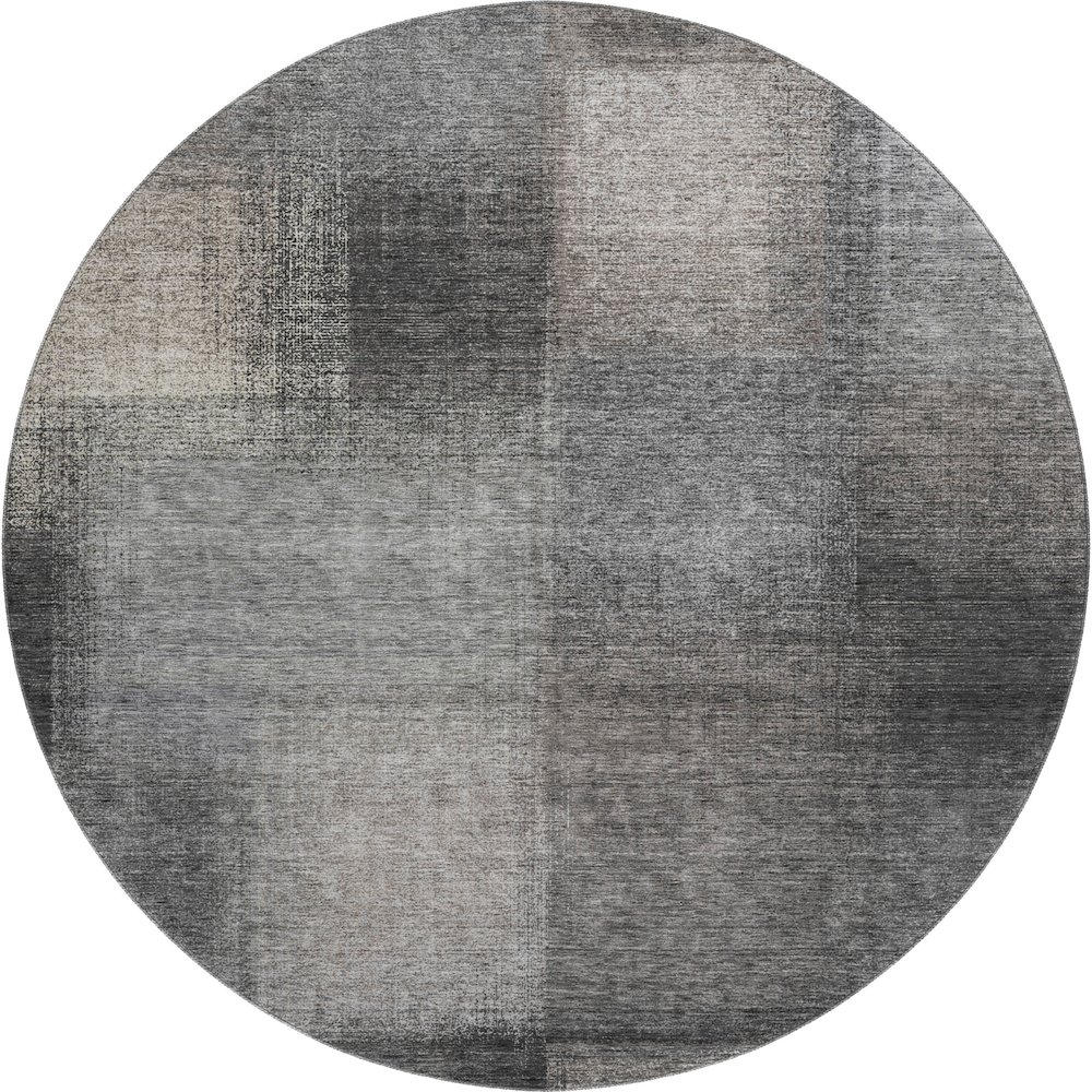 Premium Machine Washable Mayfield AMF742 Charcoal 8' x 8' Round Rug. Picture 1