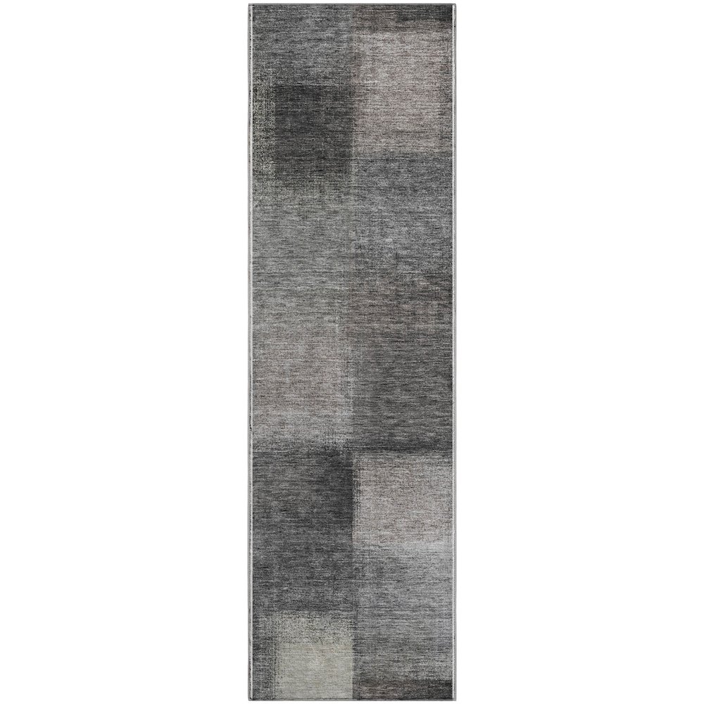 Premium Machine Washable Mayfield AMF742 Charcoal 2'3" x 7'6" Runner Rug. Picture 1