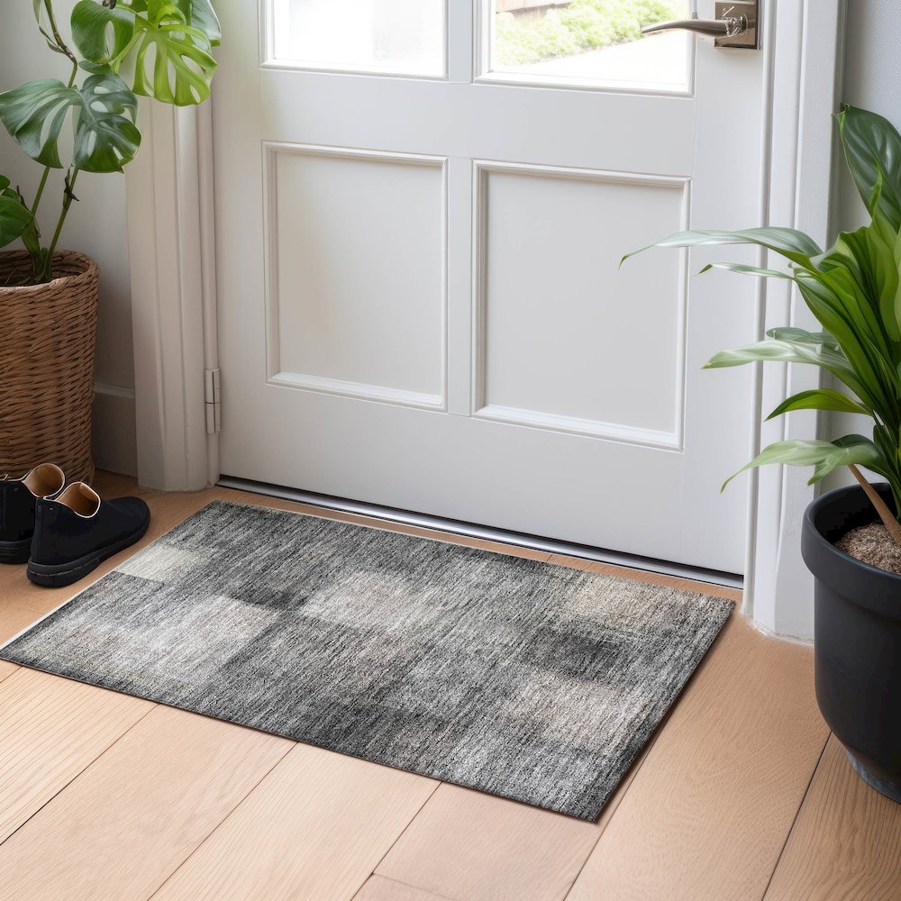 Premium Machine Washable Mayfield AMF742 Charcoal 1'8" x 2'6" Rug. Picture 5
