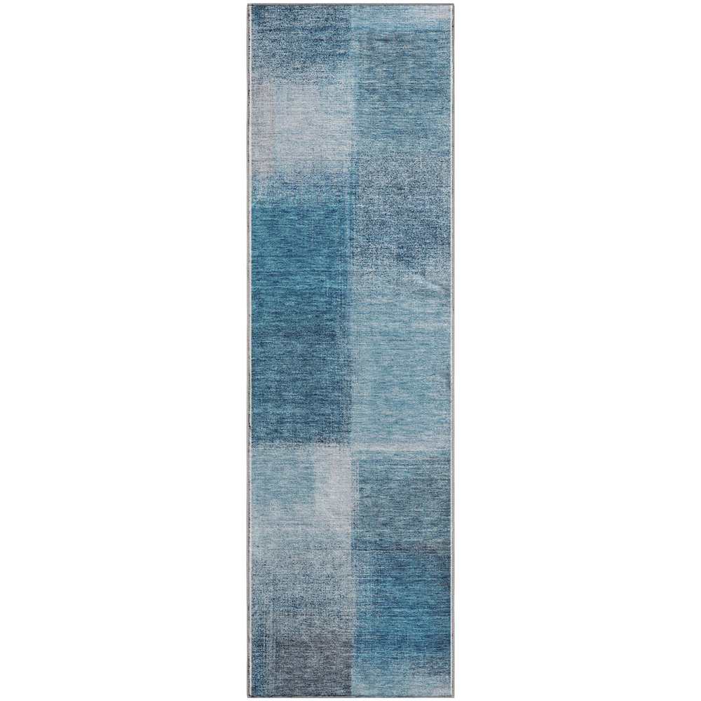 Premium Machine Washable Mayfield AMF742 Denim 2'3" x 7'6" Runner Rug. Picture 1
