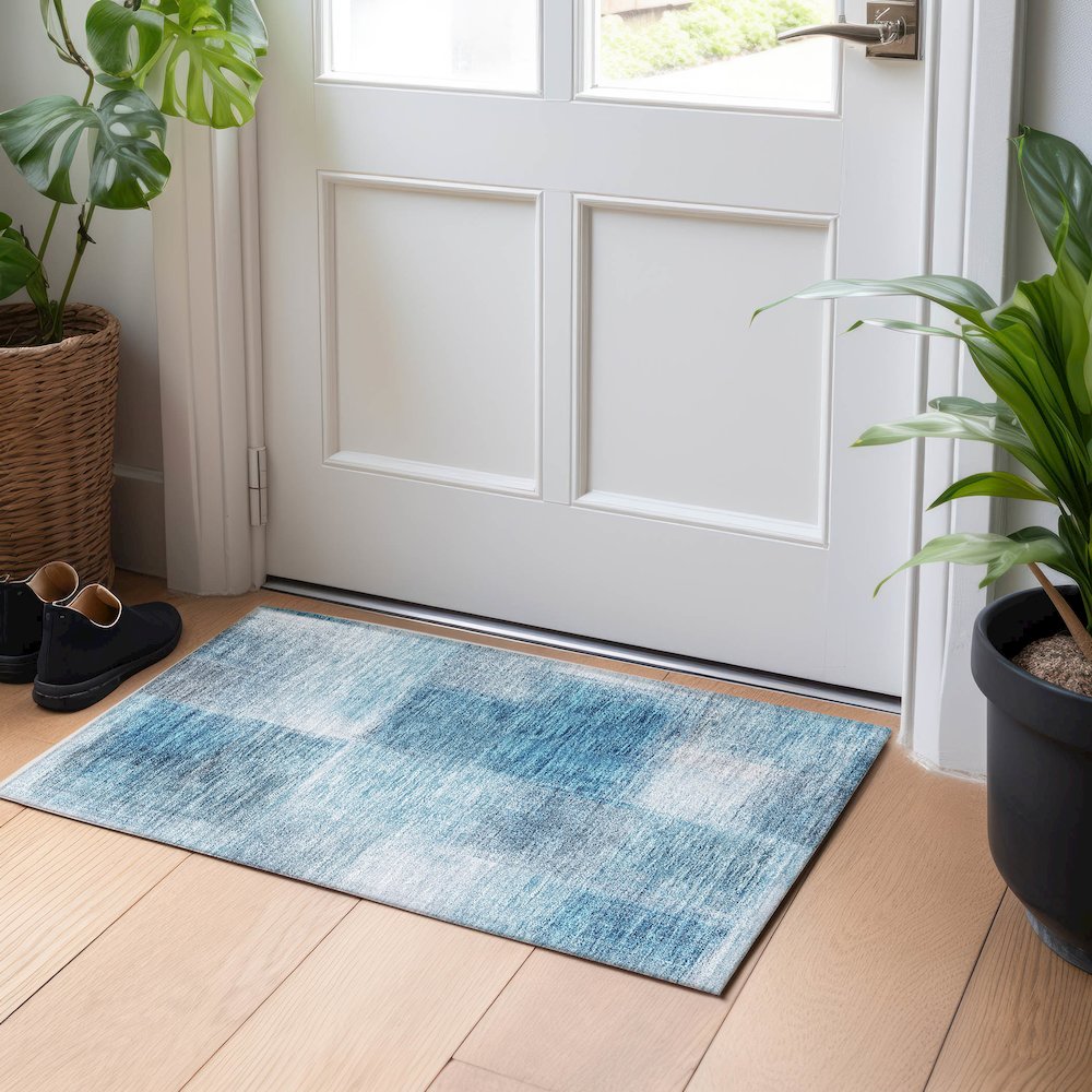 Premium Machine Washable Mayfield AMF742 Denim 1'8" x 2'6" Rug. Picture 5