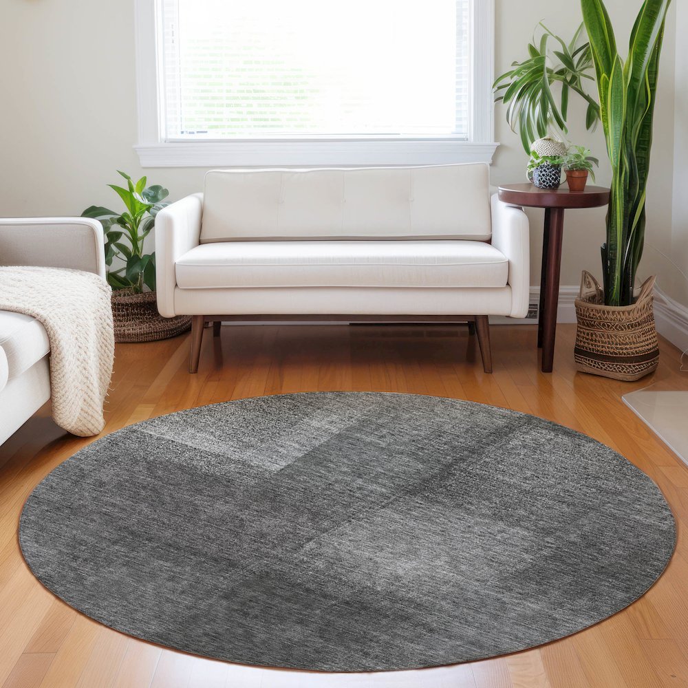 Premium Machine Washable Mayfield AMF742 Gray 8' x 8' Round Rug. Picture 5