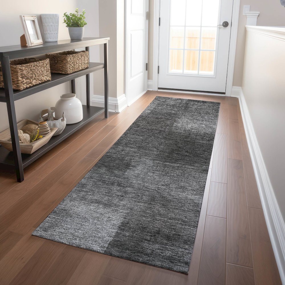 Premium Machine Washable Mayfield AMF742 Gray 2'3" x 7'6" Runner Rug. Picture 5