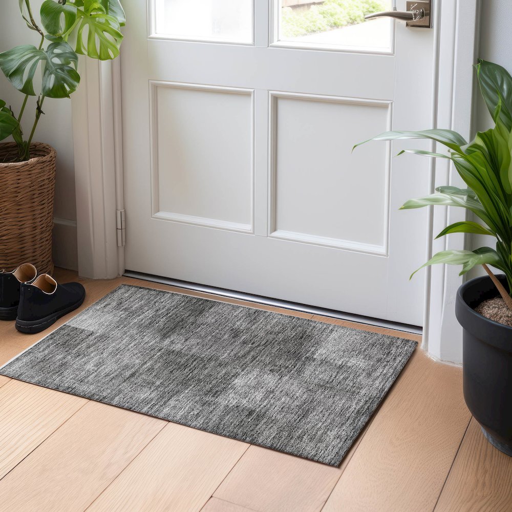 Premium Machine Washable Mayfield AMF742 Gray 1'8" x 2'6" Rug. Picture 5