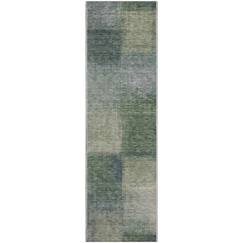 Premium Machine Washable Mayfield AMF742 Olive 2'3" x 7'6" Runner Rug. Picture 1