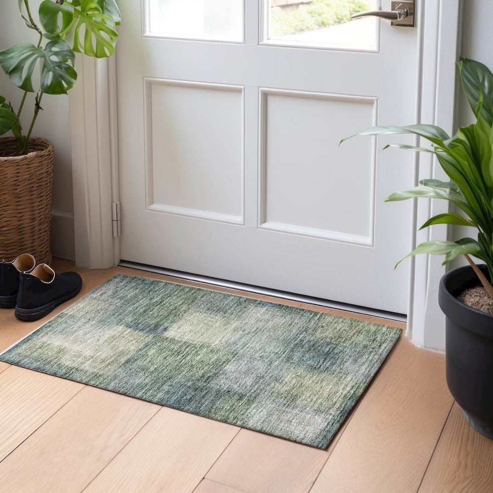 Premium Machine Washable Mayfield AMF742 Olive 1'8" x 2'6" Rug. Picture 5