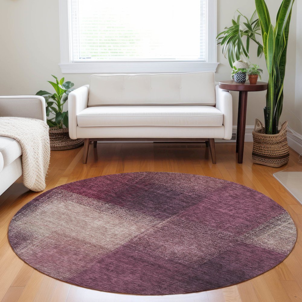 Premium Machine Washable Mayfield AMF742 Plum 8' x 8' Round Rug. Picture 5