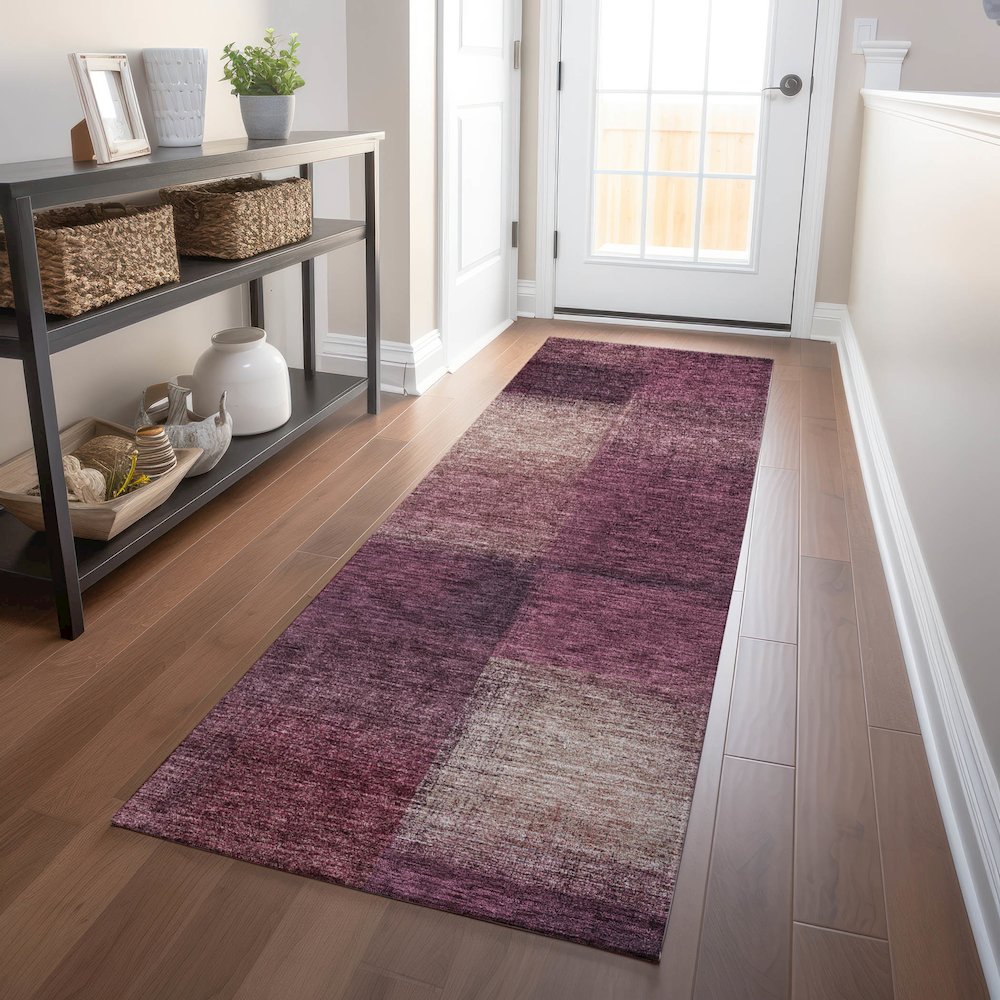 Premium Machine Washable Mayfield AMF742 Plum 2'3" x 7'6" Runner Rug. Picture 5