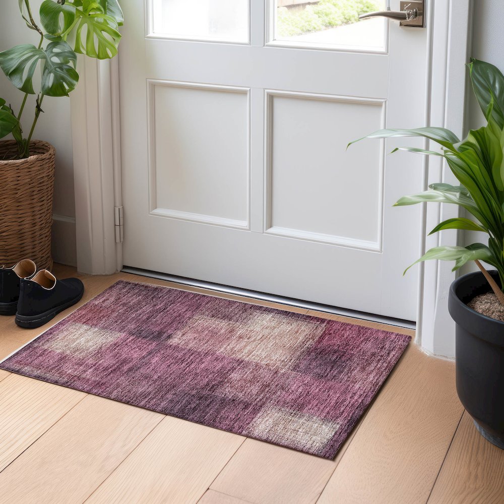 Premium Machine Washable Mayfield AMF742 Plum 1'8" x 2'6" Rug. Picture 5