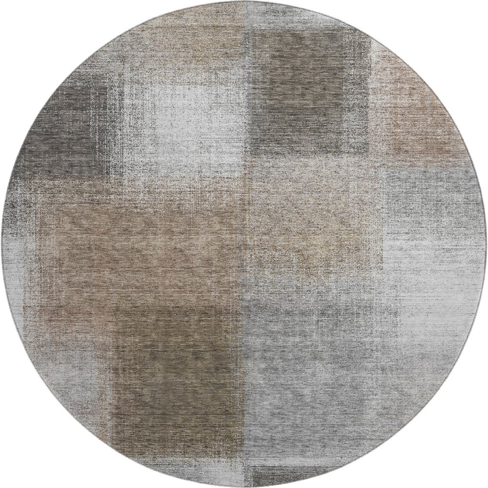 Premium Machine Washable Mayfield AMF742 Silver 8' x 8' Round Rug. Picture 1