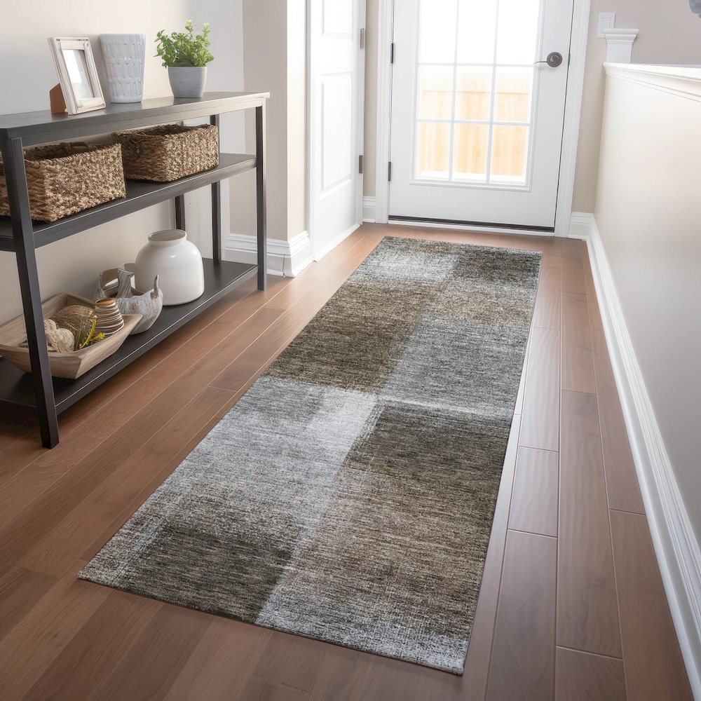 Premium Machine Washable Mayfield AMF742 Silver 2'3" x 7'6" Runner Rug. Picture 5