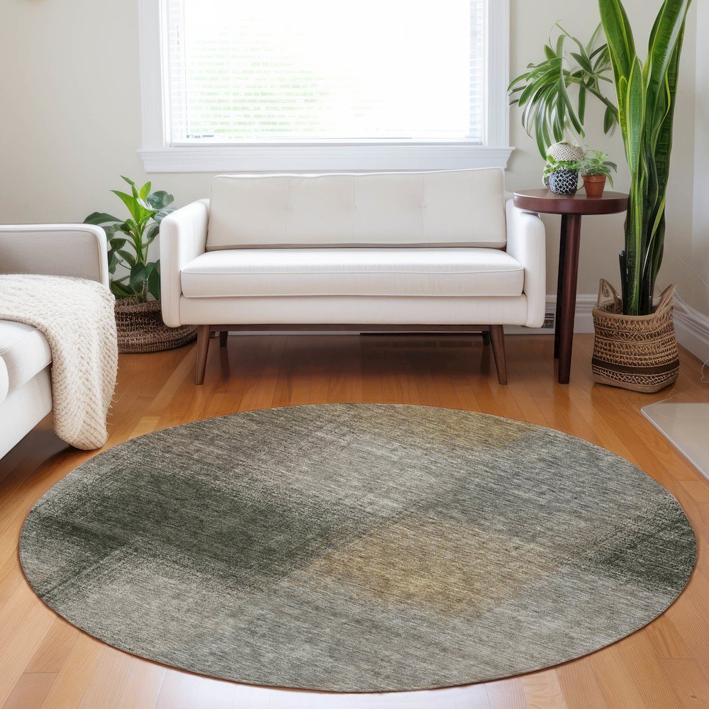 Premium Machine Washable Mayfield AMF742 Taupe 8' x 8' Round Rug. Picture 5