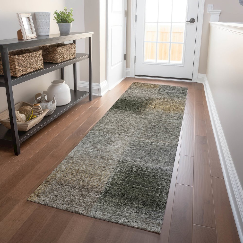 Premium Machine Washable Mayfield AMF742 Taupe 2'3" x 7'6" Runner Rug. Picture 5