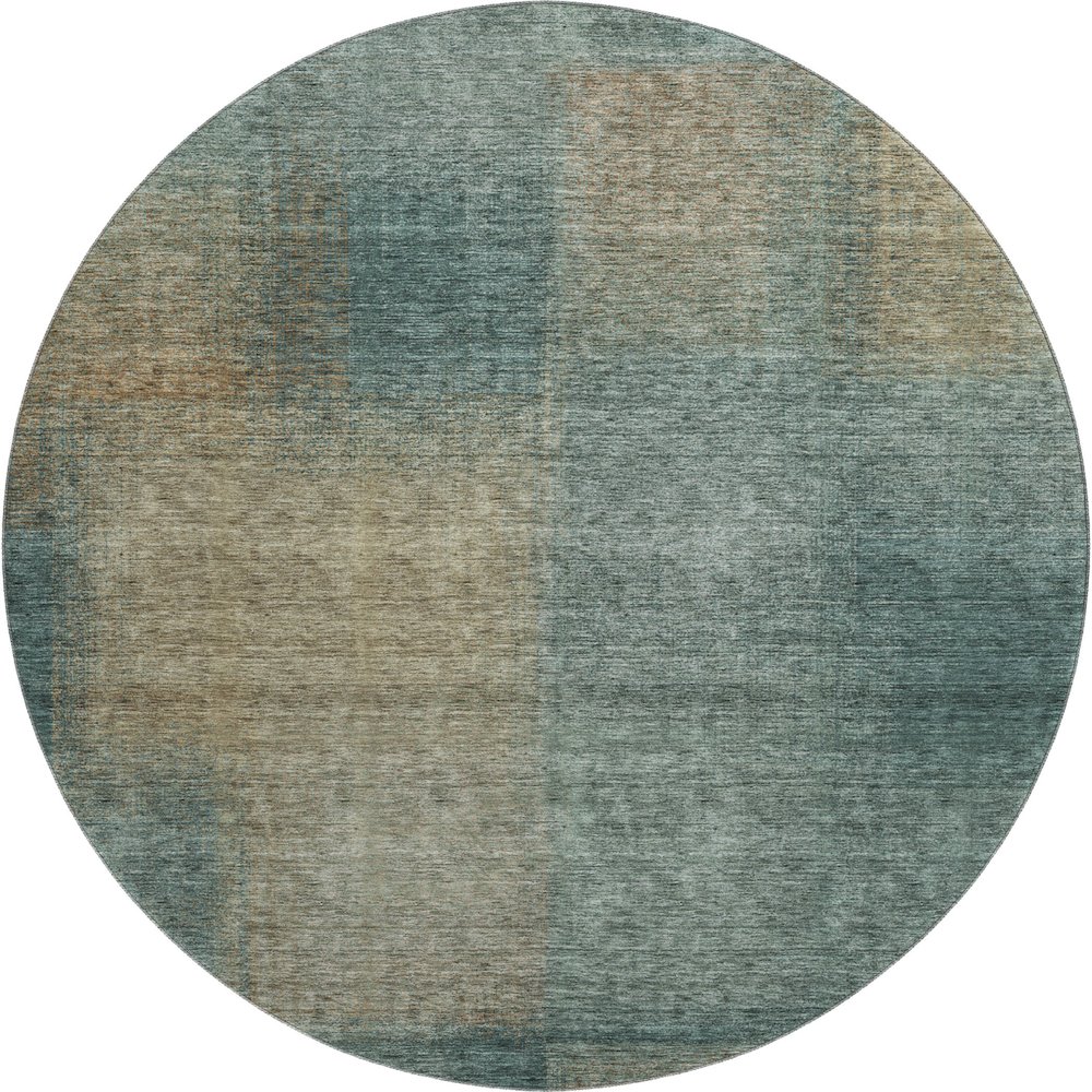 Premium Machine Washable Mayfield AMF742 Teal 8' x 8' Round Rug. Picture 1