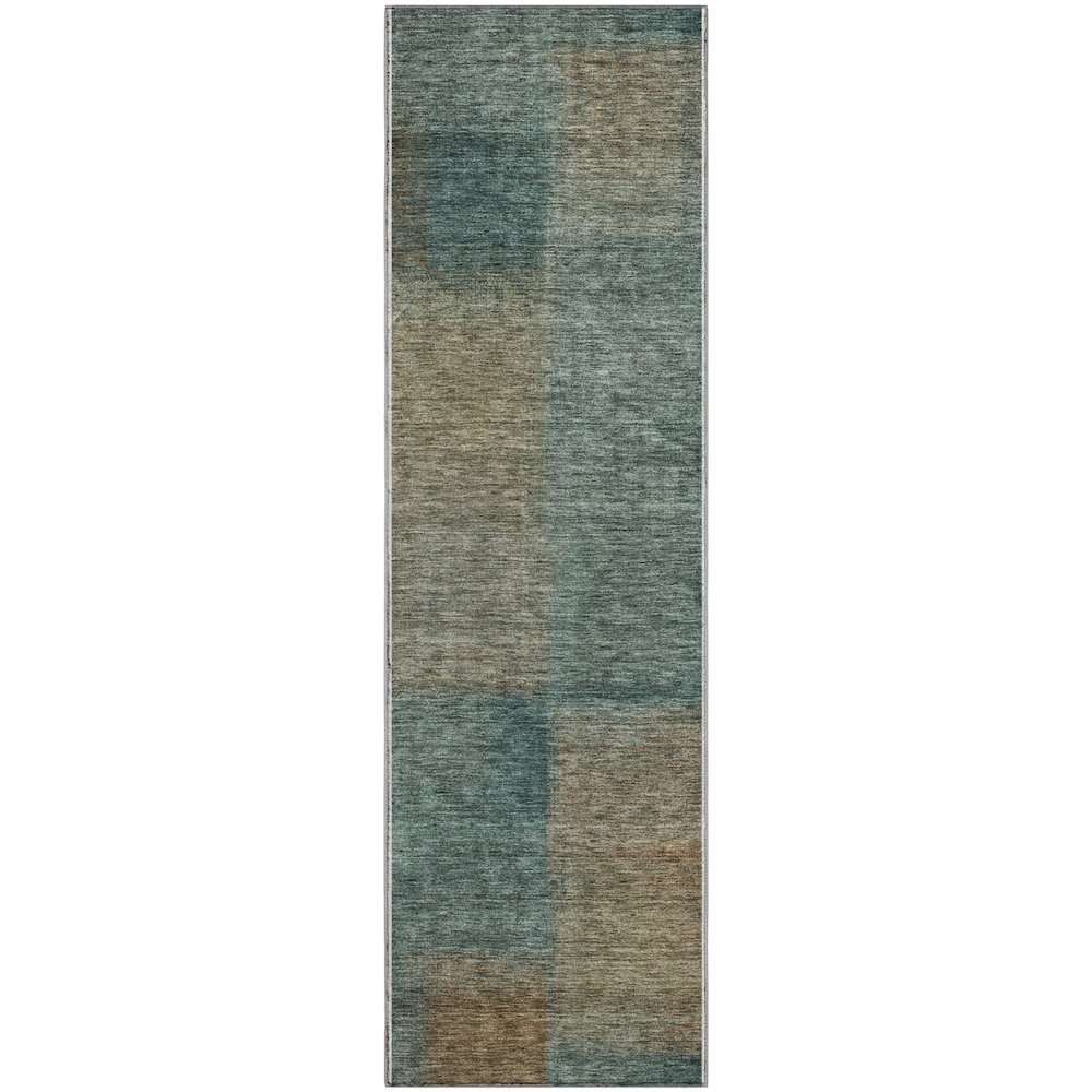 Premium Machine Washable Mayfield AMF742 Teal 2'3" x 7'6" Runner Rug. Picture 1