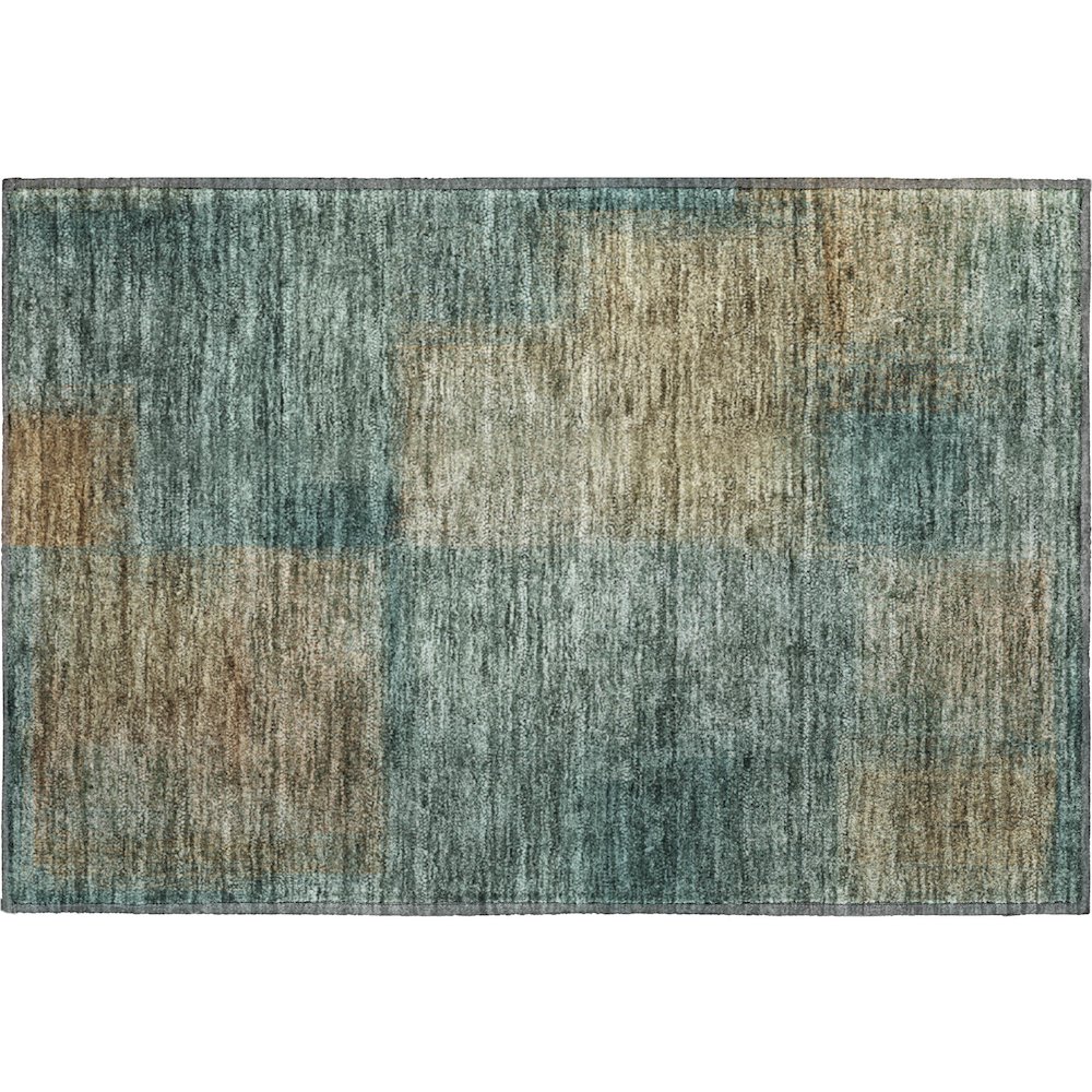 Premium Machine Washable Mayfield AMF742 Teal 1'8" x 2'6" Rug. Picture 1