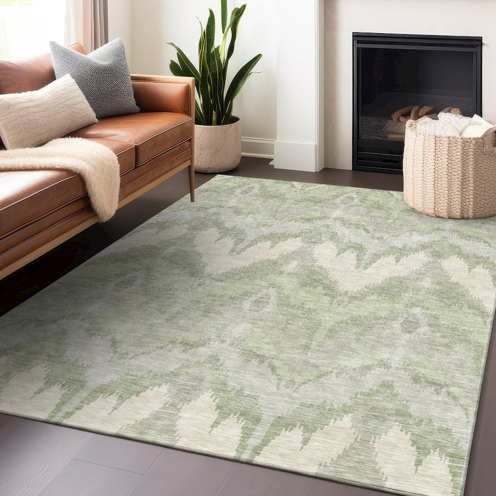 Premium Machine Washable Mayfield AMF743 Aloe 2'6" x 3'10" Rug. Picture 6