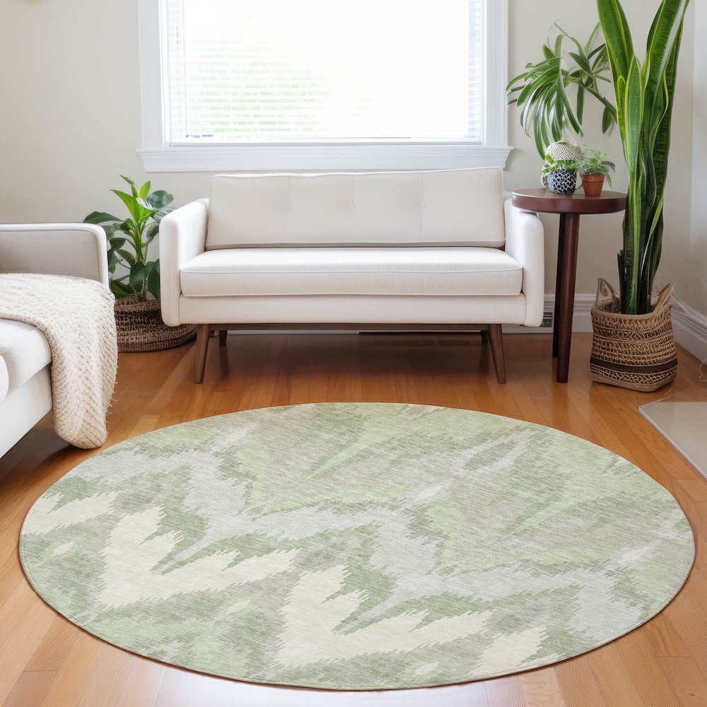 Premium Machine Washable Mayfield AMF743 Aloe 8' x 8' Round Rug. Picture 5