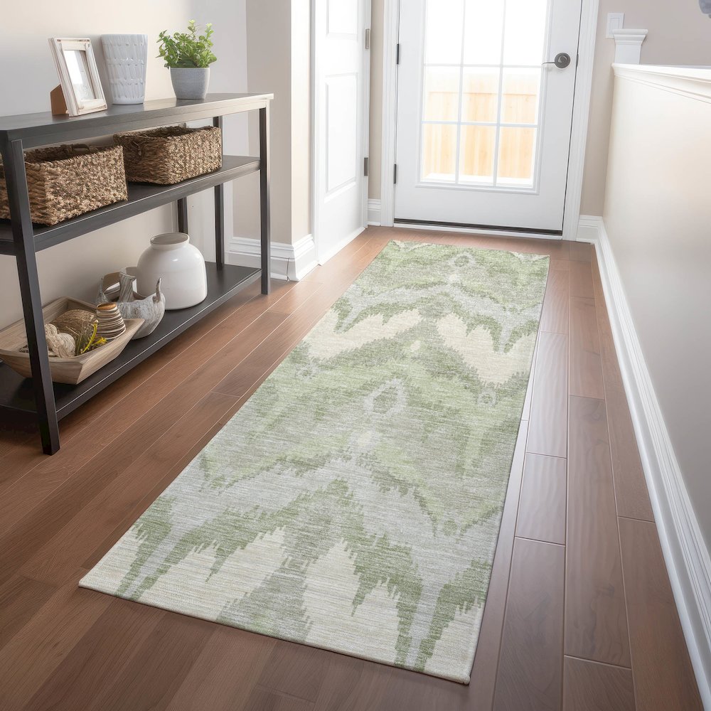 Premium Machine Washable Mayfield AMF743 Aloe 2'3" x 7'6" Runner Rug. Picture 5