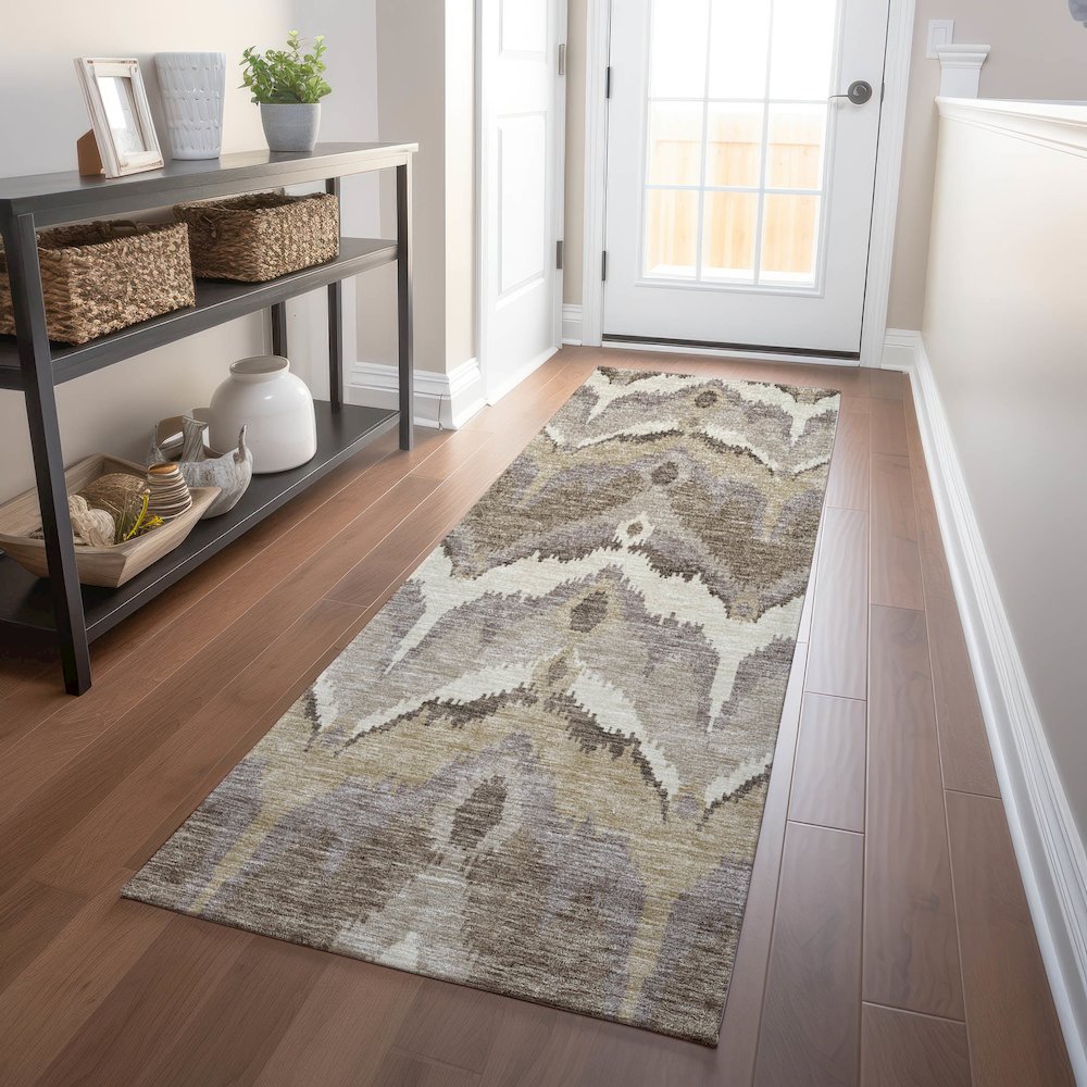 Premium Machine Washable Mayfield AMF743 Beige 2'3" x 7'6" Runner Rug. Picture 5
