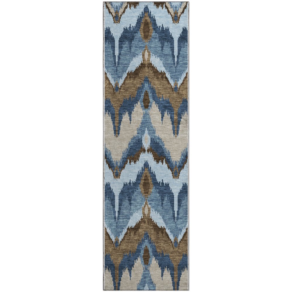 Premium Machine Washable Mayfield AMF743 Blue 2'3" x 7'6" Runner Rug. Picture 1