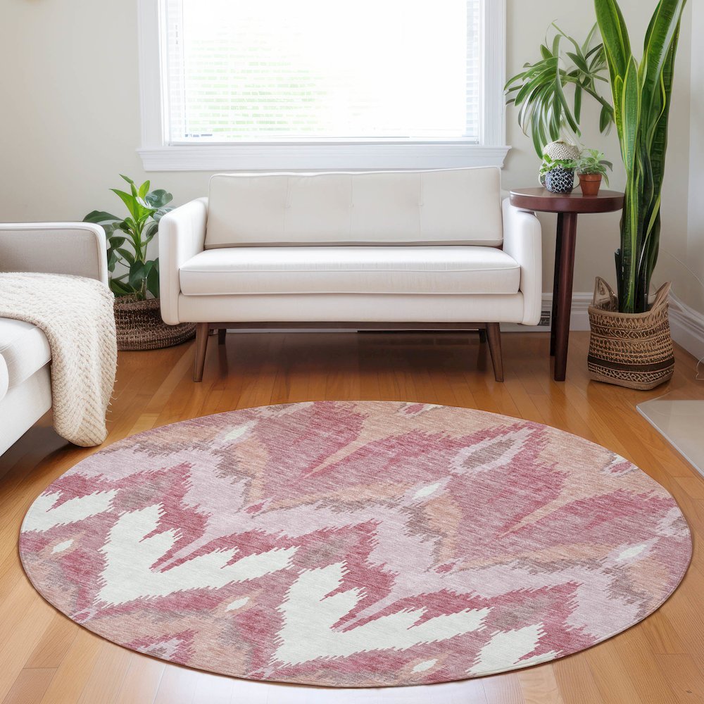 Premium Machine Washable Mayfield AMF743 Blush 8' x 8' Round Rug. Picture 5