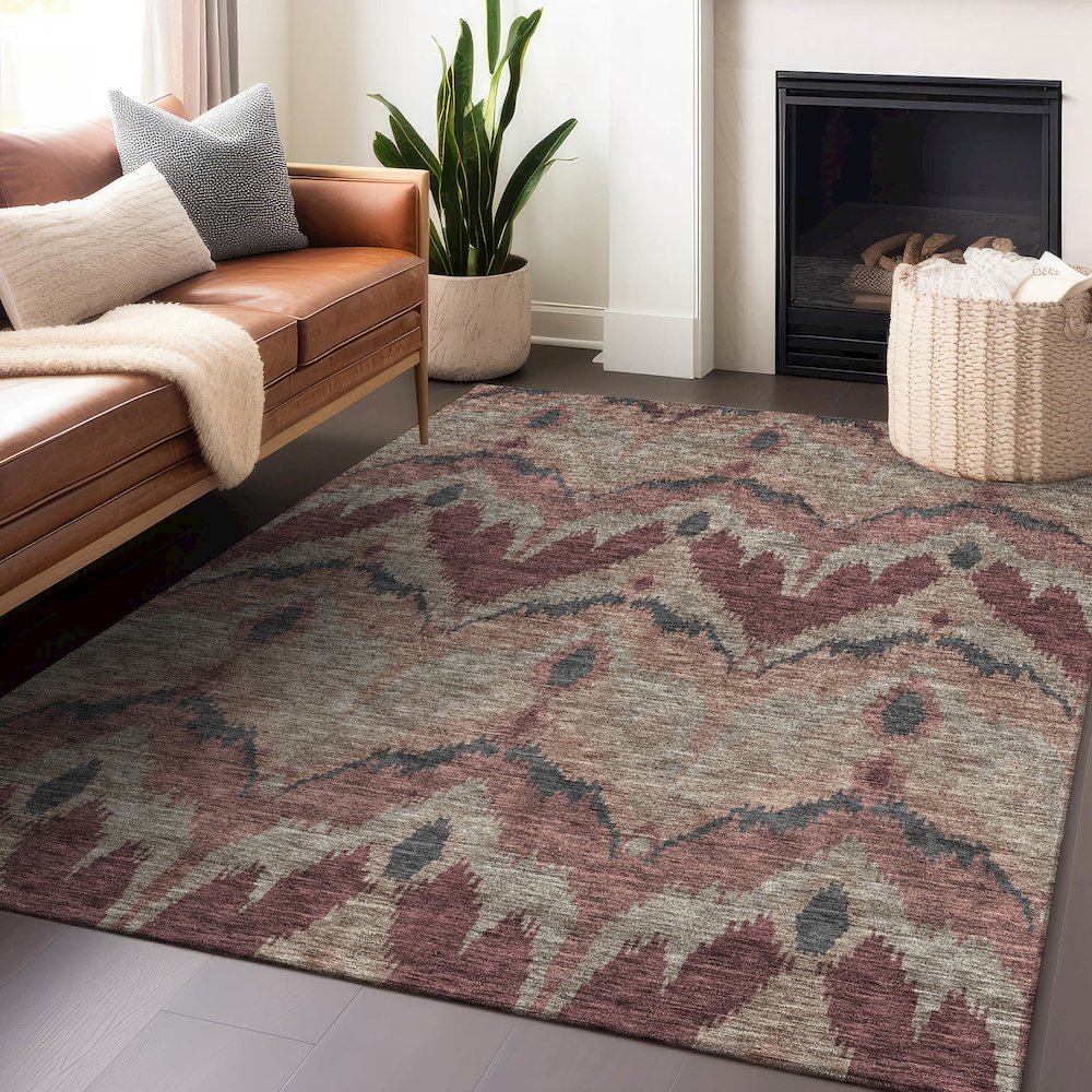 Premium Machine Washable Mayfield AMF743 Burgundy 2'6" x 3'10" Rug. Picture 6