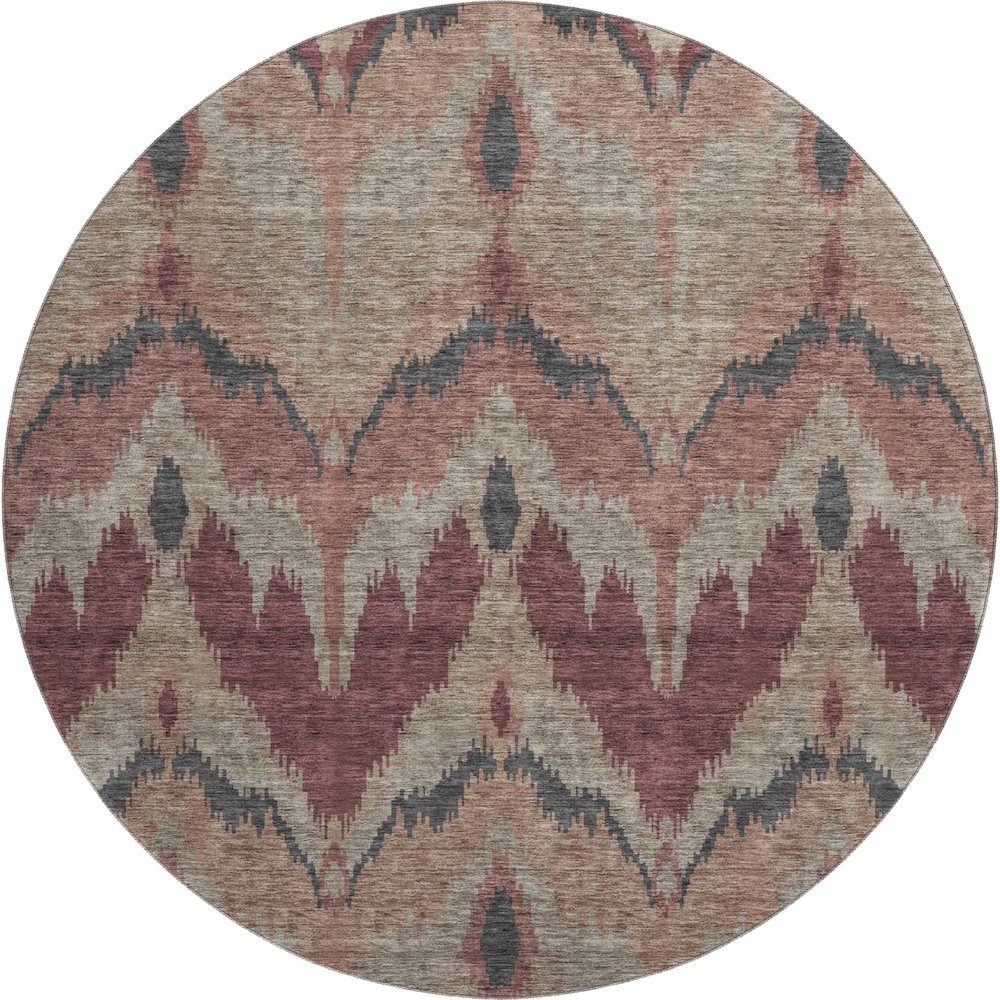 Premium Machine Washable Mayfield AMF743 Burgundy 8' x 8' Round Rug. Picture 1