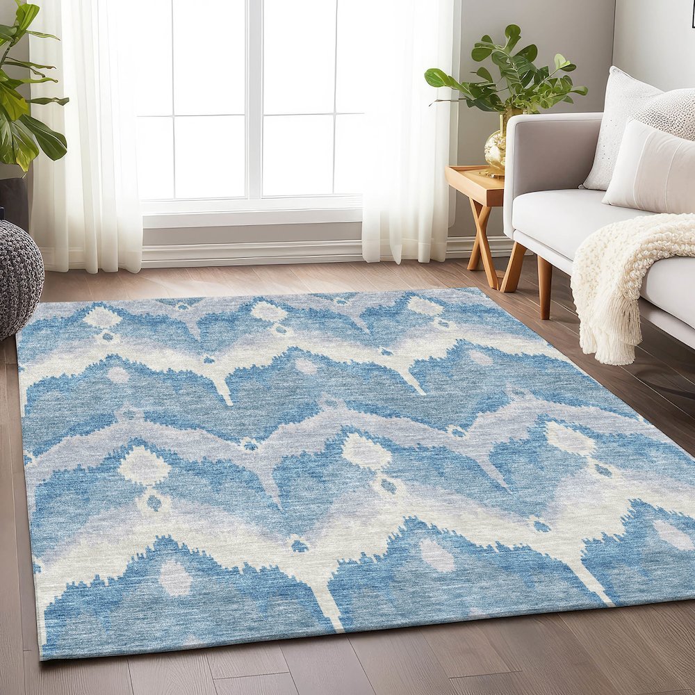 Premium Machine Washable Mayfield AMF743 Denim 2'6" x 3'10" Rug. Picture 5