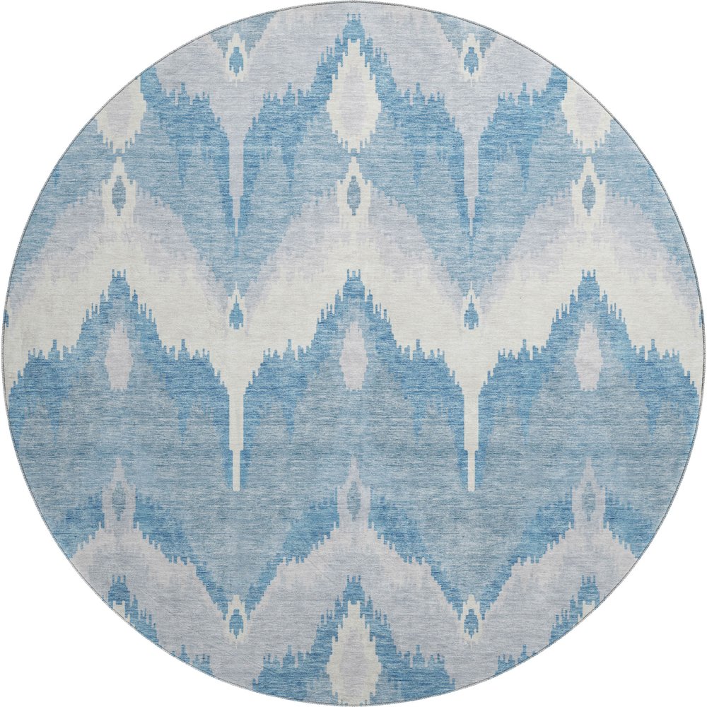 Premium Machine Washable Mayfield AMF743 Denim 8' x 8' Round Rug. Picture 1