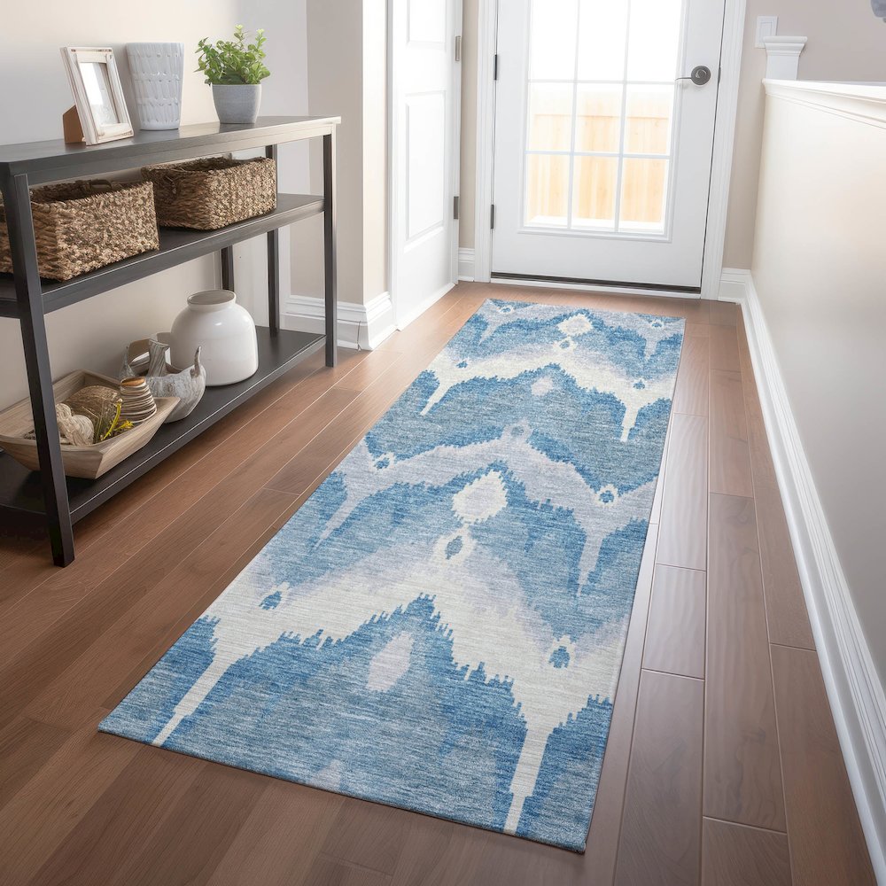 Premium Machine Washable Mayfield AMF743 Denim 2'3" x 7'6" Runner Rug. Picture 5